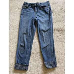 Judy Blue Jeans Plaid Cuff Hem Mid Rise Slim Fit JB88358 Size 27‎